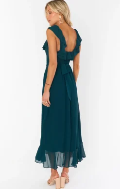 knee length dresses for ladies Alexis Midi Dress, in Rose Gold Luxe Satin, Size: Small | Show Me Your Mumu